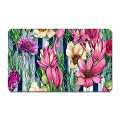 Big And Bright Watercolor Flowers Magnet (rectangular) by GardenOfOphir