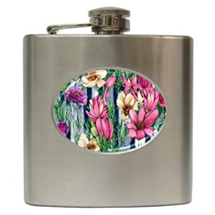 Big And Bright Watercolor Flowers Hip Flask (6 Oz) by GardenOfOphir