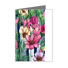 Big And Bright Watercolor Flowers Mini Greeting Card by GardenOfOphir