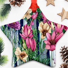 Big And Bright Watercolor Flowers Star Ornament (two Sides)