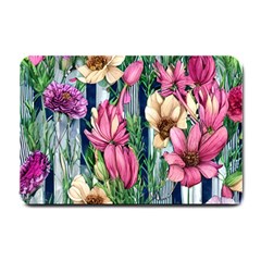 Big And Bright Watercolor Flowers Small Doormat by GardenOfOphir