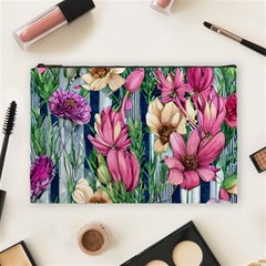 Big And Bright Watercolor Flowers Cosmetic Bag (large) by GardenOfOphir