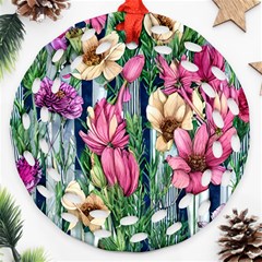 Big And Bright Watercolor Flowers Ornament (round Filigree)