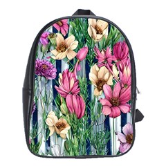 Big And Bright Watercolor Flowers School Bag (xl) by GardenOfOphir