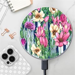 Big And Bright Watercolor Flowers Wireless Fast Charger(white) by GardenOfOphir