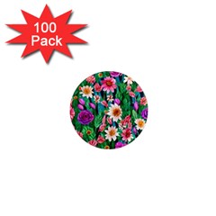 Creative Crimson Crisp Watercolor Flowers 1  Mini Magnets (100 Pack)  by GardenOfOphir