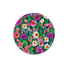 Creative Crimson Crisp Watercolor Flowers Magnet 3  (round) by GardenOfOphir