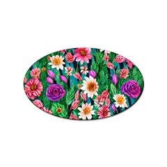 Creative Crimson Crisp Watercolor Flowers Sticker Oval (100 Pack) by GardenOfOphir