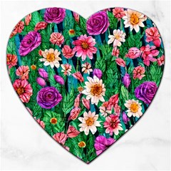 Creative Crimson Crisp Watercolor Flowers Jigsaw Puzzle (heart) by GardenOfOphir