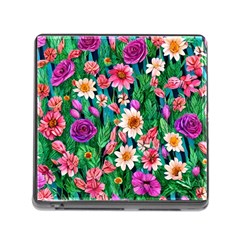 Creative Crimson Crisp Watercolor Flowers Memory Card Reader (square 5 Slot)