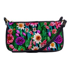 Creative Crimson Crisp Watercolor Flowers Shoulder Clutch Bag by GardenOfOphir