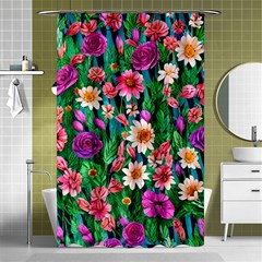 Creative Crimson Crisp Watercolor Flowers Shower Curtain 48  X 72  (small)  by GardenOfOphir