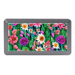 Creative Crimson Crisp Watercolor Flowers Memory Card Reader (mini) by GardenOfOphir