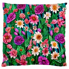 Creative Crimson Crisp Watercolor Flowers Standard Premium Plush Fleece Cushion Case (one Side) by GardenOfOphir