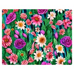 Creative Crimson Crisp Watercolor Flowers One Side Premium Plush Fleece Blanket (medium)