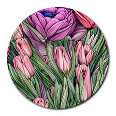 Chic Choice Classic Watercolor Flowers Round Mousepad by GardenOfOphir