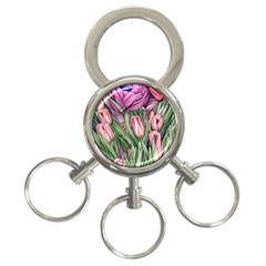 Chic Choice Classic Watercolor Flowers 3-ring Key Chain by GardenOfOphir