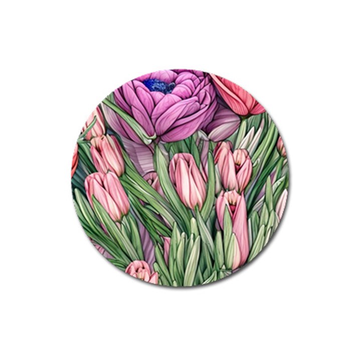 Chic Choice Classic Watercolor Flowers Magnet 3  (Round)