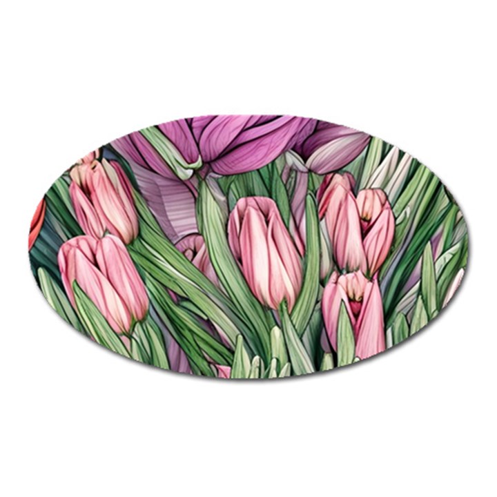 Chic Choice Classic Watercolor Flowers Oval Magnet