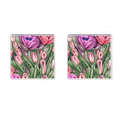 Chic Choice Classic Watercolor Flowers Cufflinks (square) by GardenOfOphir