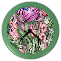 Chic Choice Classic Watercolor Flowers Color Wall Clock by GardenOfOphir