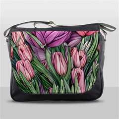 Chic Choice Classic Watercolor Flowers Messenger Bag by GardenOfOphir