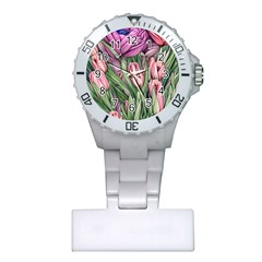 Chic Choice Classic Watercolor Flowers Plastic Nurses Watch by GardenOfOphir