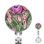 Chic Choice Classic Watercolor Flowers Stainless Steel Nurses Watch Front