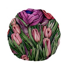 Chic Choice Classic Watercolor Flowers Standard 15  Premium Flano Round Cushions by GardenOfOphir