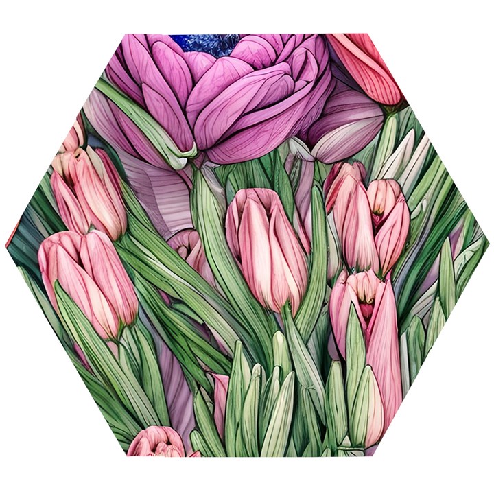 Chic Choice Classic Watercolor Flowers Wooden Puzzle Hexagon