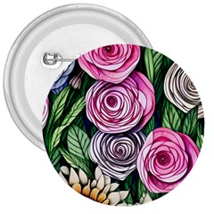 Breathtaking Bright Brilliant Watercolor Flowers 3  Buttons by GardenOfOphir