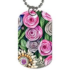 Breathtaking Bright Brilliant Watercolor Flowers Dog Tag (one Side) by GardenOfOphir