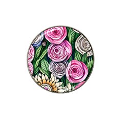 Breathtaking Bright Brilliant Watercolor Flowers Hat Clip Ball Marker (4 Pack) by GardenOfOphir