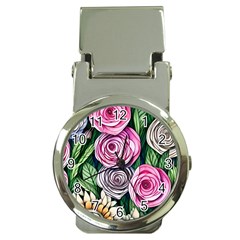 Breathtaking Bright Brilliant Watercolor Flowers Money Clip Watches by GardenOfOphir