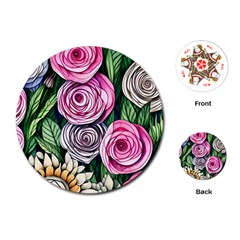 Breathtaking Bright Brilliant Watercolor Flowers Playing Cards Single Design (round)