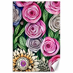 Breathtaking Bright Brilliant Watercolor Flowers Canvas 24  X 36  by GardenOfOphir