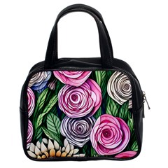 Breathtaking Bright Brilliant Watercolor Flowers Classic Handbag (two Sides) by GardenOfOphir