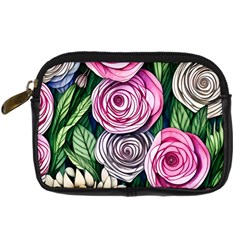 Breathtaking Bright Brilliant Watercolor Flowers Digital Camera Leather Case by GardenOfOphir