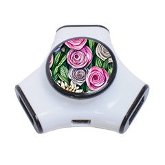 Breathtaking Bright Brilliant Watercolor Flowers 3-port Usb Hub by GardenOfOphir