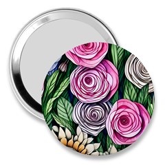 Breathtaking Bright Brilliant Watercolor Flowers 3  Handbag Mirrors by GardenOfOphir