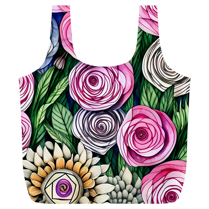 Breathtaking Bright Brilliant Watercolor Flowers Full Print Recycle Bag (XL)