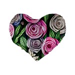 Breathtaking Bright Brilliant Watercolor Flowers Standard 16  Premium Flano Heart Shape Cushions Back