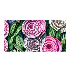 Breathtaking Bright Brilliant Watercolor Flowers Satin Wrap 35  X 70  by GardenOfOphir