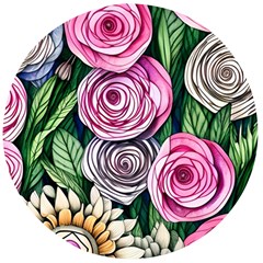 Breathtaking Bright Brilliant Watercolor Flowers Wooden Bottle Opener (round) by GardenOfOphir