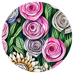 Breathtaking Bright Brilliant Watercolor Flowers Round Trivet by GardenOfOphir