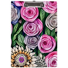 Breathtaking Bright Brilliant Watercolor Flowers A4 Acrylic Clipboard by GardenOfOphir