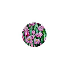 Blushing Bold Botanical Watercolor Flowers 1  Mini Buttons by GardenOfOphir