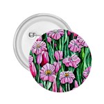 Blushing Bold Botanical Watercolor Flowers 2.25  Buttons Front