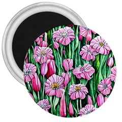 Blushing Bold Botanical Watercolor Flowers 3  Magnets by GardenOfOphir