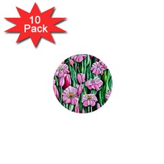 Blushing Bold Botanical Watercolor Flowers 1  Mini Buttons (10 Pack)  by GardenOfOphir